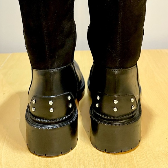 Aquatalia Omara Black Leather Knee High Riding Boots Sz 7 - Picture 3 of 8